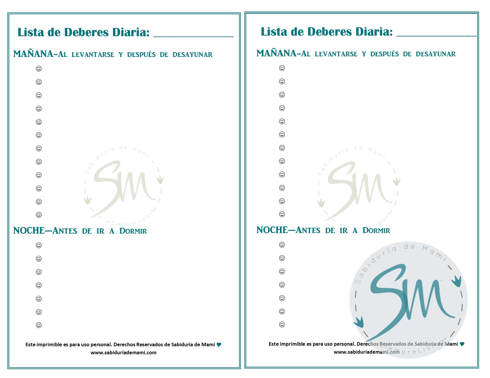 Lista de Deberes DIARIA para Niños - Descarga Inmediata 5 Archivos PDF - {Tamaño Carta} - Imagen 4