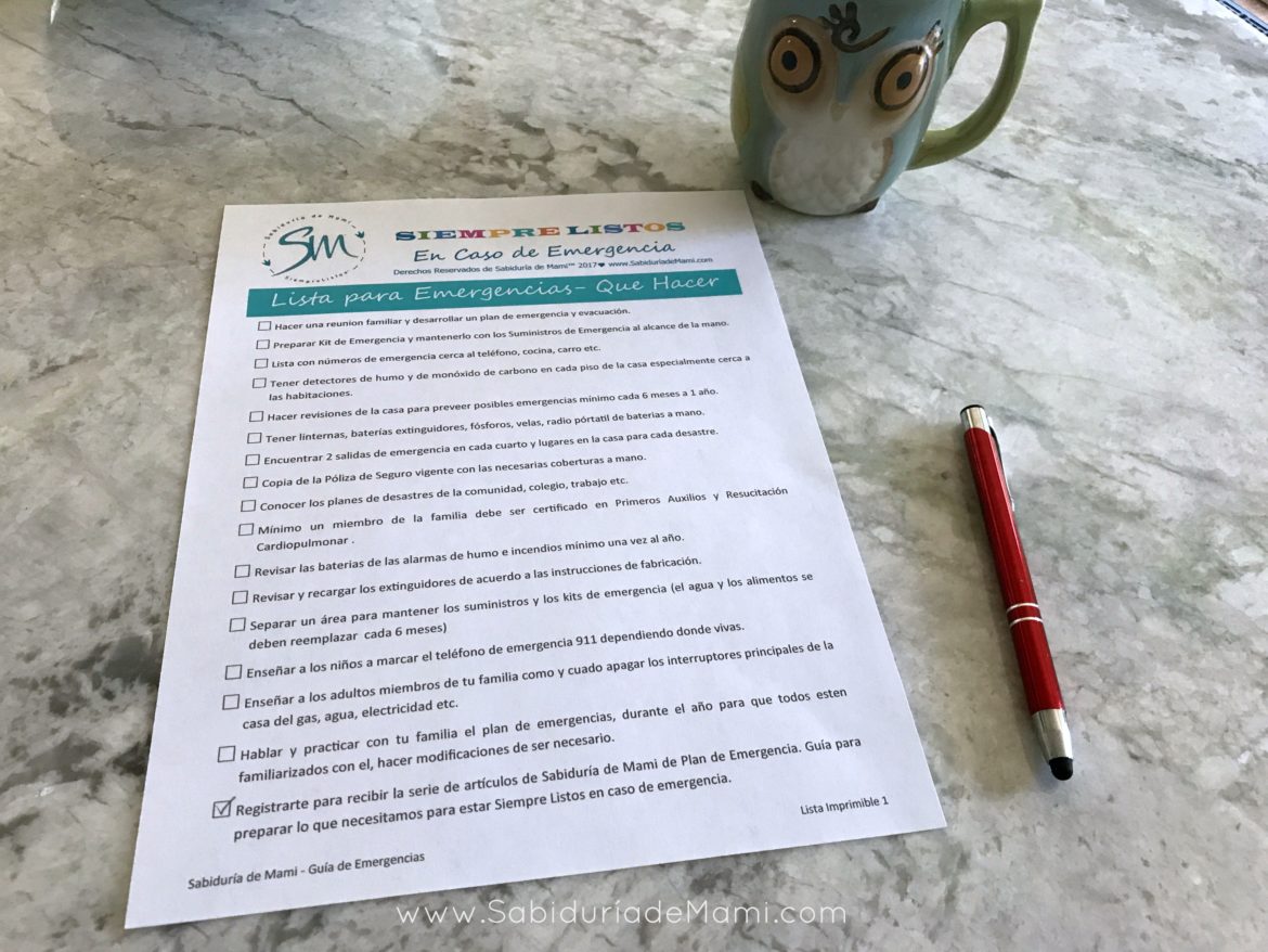 Siempre Listas para una Emergencia {Día 1}