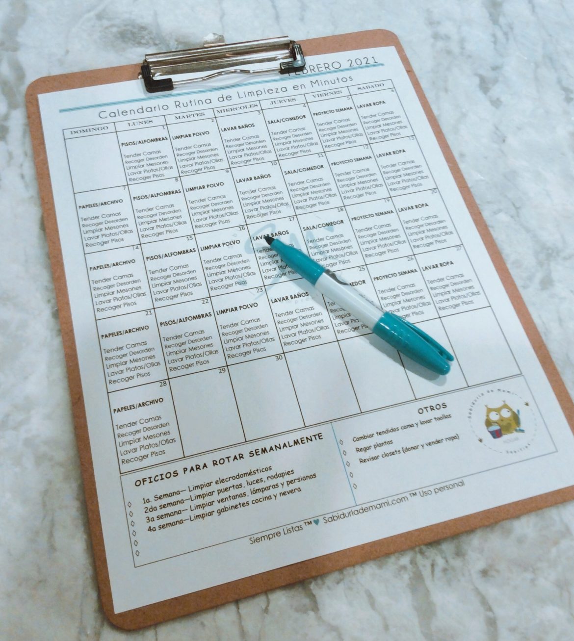 Limpieza en Minutos + Calendario Imprimible GRATIS